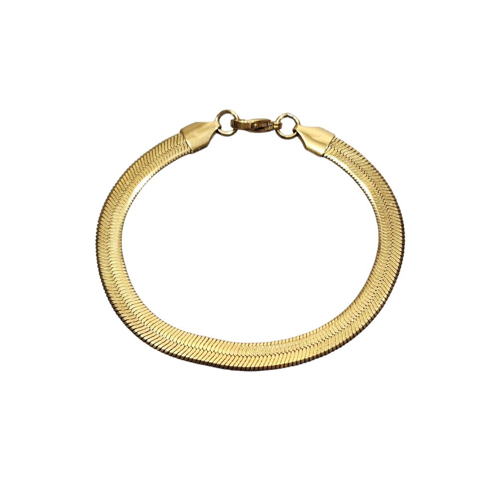 Gold Herringbone Bracelet 5.5‎ mm, 7 inches long